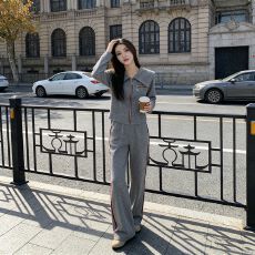 批发阔腿裤新款时尚2026年减龄两件套长袖休闲卫衣拉链春秋款穿搭<b class='q'>韩版</b>