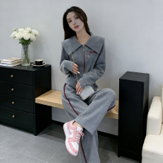 批发新款阔腿裤春秋款2026年休闲减龄两件套时尚长袖拉链穿搭<b class='q'>韩版</b>卫衣