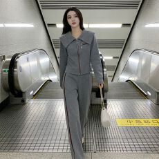 批发减龄穿搭2026年长袖卫衣<b class='q'>韩版</b>时尚阔腿裤休闲两件套新款春秋款拉链
