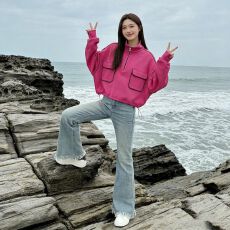 显瘦宽松春秋季外套减龄女装2026欧货设计感卫衣百搭立领通勤简约