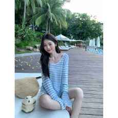 批发长袖t恤女<b class='q'>薄款</b>防晒罩衫夏季2026新款韩版宽松气质小个子条纹上衣