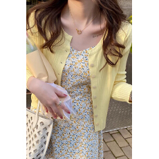 批发<b class='q'>针织</b><b class='q'>开衫</b>配吊带裙外搭女夏季新款2026薄款<b class='q'>针织</b>衫黄色防晒外套上衣