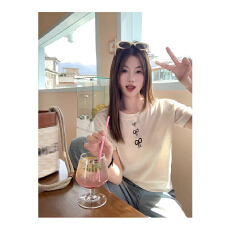 批发韩版百搭显瘦针织短袖T恤女2026夏季新款小个子<b class='q'>通勤</b>圆领短上衣服
