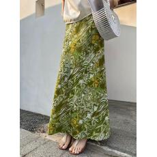 批发天丝<b class='q'>亚麻</b>印花半裙时尚气质、斜裁版型更修身显瘦面料透气