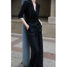 批发设计感修身醋酸肌理纹西装阔腿<b class='q'>裤</b><b class='q'>严</b>选100%醋酸肌理纹绉感面料