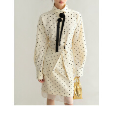 批发玫瑰的真心多季穿搭法<b class='q'>波点</b>花朵飘带<b class='q'>衬衫</b>半身裙套装