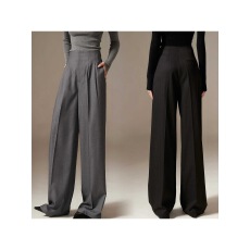 批发西裤磨毛底免熨烫气质立裁高腰阔腿裤加长裤