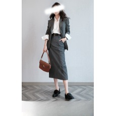 批发新款西装半裙套装灰色裙女通勤简约H版开叉<b class='q'>裙子</b>中<b class='q'>长</b>款