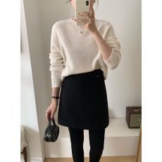 批发毛呢半身裙修身显瘦2025秋<b class='q'>冬</b>新款外穿a字裙百搭短款包臀裙