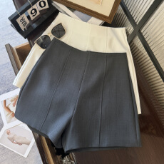 批发极简灰色西装<b class='q'>短裤</b>外穿显瘦直筒裤高腰A字休闲裤子