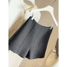 批发灰色气质西装毛呢外穿高腰显瘦A字阔腿靴裤子