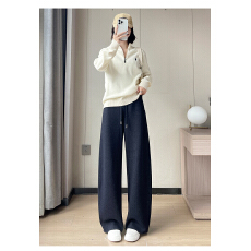 批发新款休闲裤羊绒弯刀裤阔腿裤高腰糯米裤