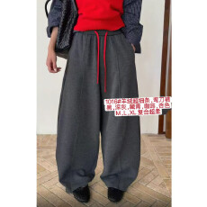 批发弯刀裤彩色腰绳复合加绒弯刀裤女秋冬季加厚高腰垂感百搭休闲裤