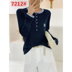 批发欧货<b class='q'>高端</b>时尚休闲美式复古假两件薄款针织T恤打底衫女2025秋