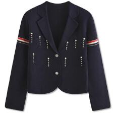 批发2025春季新款重工钉钻设计感修身针织开衫翻领<b class='q'>小西装</b>秋冬厚外套