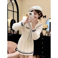 批发NINGRONG韩系百搭针织开衫女2026新款<b class='q'>甜美</b>休闲海军领设计短款上衣