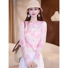 批发韩系穿搭粉色碎花长袖<b class='q'>针织</b><b class='q'>开衫</b>女2026新款春装独特漂亮<b class='q'>针织</b>衫上衣