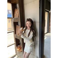 批发aaaaxbbb 木槿胶片 极简风夏日针织套装开衫短袖短裙日常三件套女