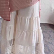 批发2026新款松紧蕾丝拼接花边衬裙女春夏新款宽松百搭打底阔腿裙裤