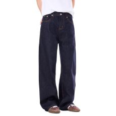 批发美式复古巴黎扣设计感丹宁<b class='q'>牛仔裤</b>男<b class='q'>女</b>百搭cleanfit休闲阔腿<b class='q'>直筒</b>裤