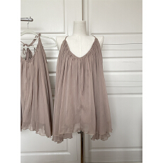 批发雪纺<b class='q'>连衣裙</b>短款<b class='q'>露背</b>度假风挂脖吊带裙