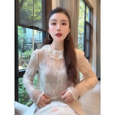 批发法式气质网纱蕾丝翻领打底衫女秋冬季巨好看休闲显瘦内搭<b class='q'>长袖</b>上衣