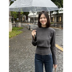 批发法式半高领灰色套头打底毛衣女秋冬内搭可外穿加厚收腰<b class='q'>针织衫</b>上衣