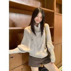 批发奶茶色高领蝙蝠袖针织衫毛衣女冬季韩系穿搭高级感<b class='q'>宽松</b>加厚上衣