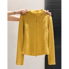 批发半高领双拉链长袖德绒保暖开衫女秋冬季简约休闲修身显瘦上衣外套