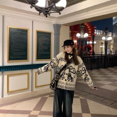 费尔岛新款慵懒风毛衣外套女厚款百搭外搭感韩系上衣宽松针织开衫