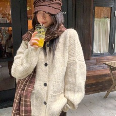 批发<b class='q'>针织</b>高领韩系宽松毛衣灰色外套慵懒<b class='q'>开衫</b>秋冬2025百搭小众上衣<b class='q'>针织</b>