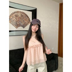 批发韩系甜美风辣妹波点<b class='q'>吊带</b>背心女夏季新款显瘦设计百搭小众绝美上衣