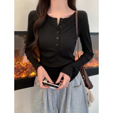 批发人棉<b class='q'>莫代尔</b>2×2 260克 半开领螺纹棉春秋季长袖上衣女t恤<b class='q'>打底衫</b>