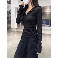 批发人棉<b class='q'>莫代尔</b>260克 美式春秋冬季新款抽绳连帽长袖T恤女上衣<b class='q'>打底衫</b>