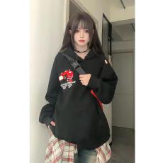 批发【云朵绒复合】薄款320g,厚款400g <b class='q'>甜美</b>刺绣苹果猫咪连帽卫衣