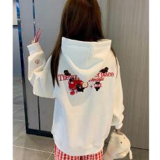 批发【云朵绒复合】薄款320g,厚款400g <b class='q'>甜美</b>刺绣苹果猫咪连帽卫衣