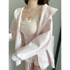 批发【云朵绒复合】薄款320g,厚款400g <b class='q'>甜美</b>蝴蝶结KT刺绣拉链外套女