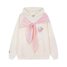 批发【云朵绒复合】薄款320g,厚款400g 格子披肩绣花连帽卫衣女