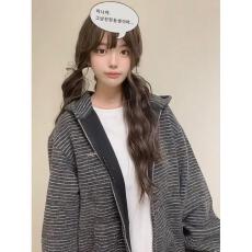 薄款 刺绣广州原版面料设计感条纹卫衣女