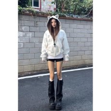 云朵绒复合薄款320g,厚款400g原版刺绣设计感小猫元素卫衣