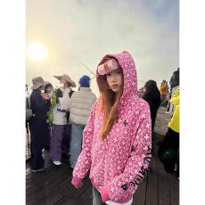 云朵绒复合薄款320g,厚款400g拉链满印十字架卫衣