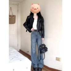 批发黑色<b class='q'>皮衣</b>外套女短款小个子2025秋冬季复古机车服港风气质pu皮夹克