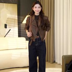 批发黑色<b class='q'>皮衣</b>外套女短款小个子2025秋冬季复古机车服港风气质pu皮夹克