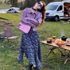 批发巨好看川西新疆云南草原旅游多巴胺紫色<b class='q'>皮衣</b>外套女早秋氛围感穿搭