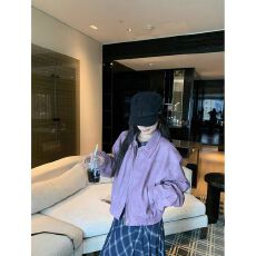 批发巨好看川西新疆云南草原旅游多巴胺紫色<b class='q'>皮衣</b>外套女早秋氛围感穿搭