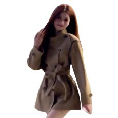 批发小个子巨好看短款收腰<b class='q'>风衣</b>外套女2025秋冬季新款设计感卡其色上衣