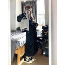 批发美式复古棒球服外套女冬季新款翻领刺绣情侣<b class='q'>立领</b>加棉加厚夹克外套