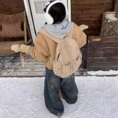 批发呆呆文冬季美式复古<b class='q'>短款</b>加厚麂皮仿羊羔毛棉服棉袄加厚外套上衣女