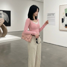 批发【莫代尔260克】粉色假两件短袖女韩系少女感修身收腰小个子上衣