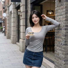 批发【莫代尔260克】美式辣妹心形烫钻修身正肩长袖T恤女显瘦上衣